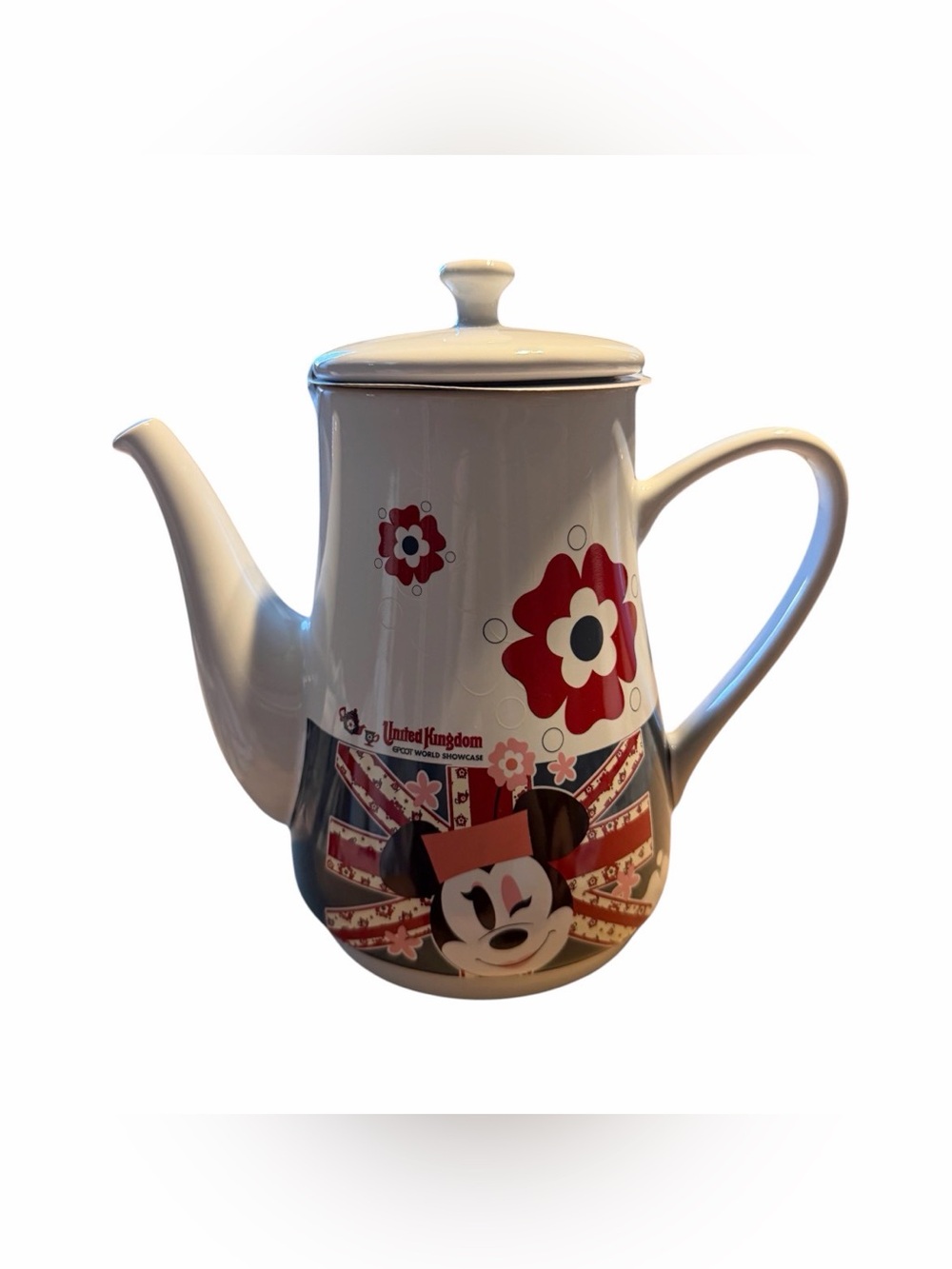 Rare Discontinued 2024 Disney EPCOT United Kingdom Minnie Mouse Ceramic Teapot